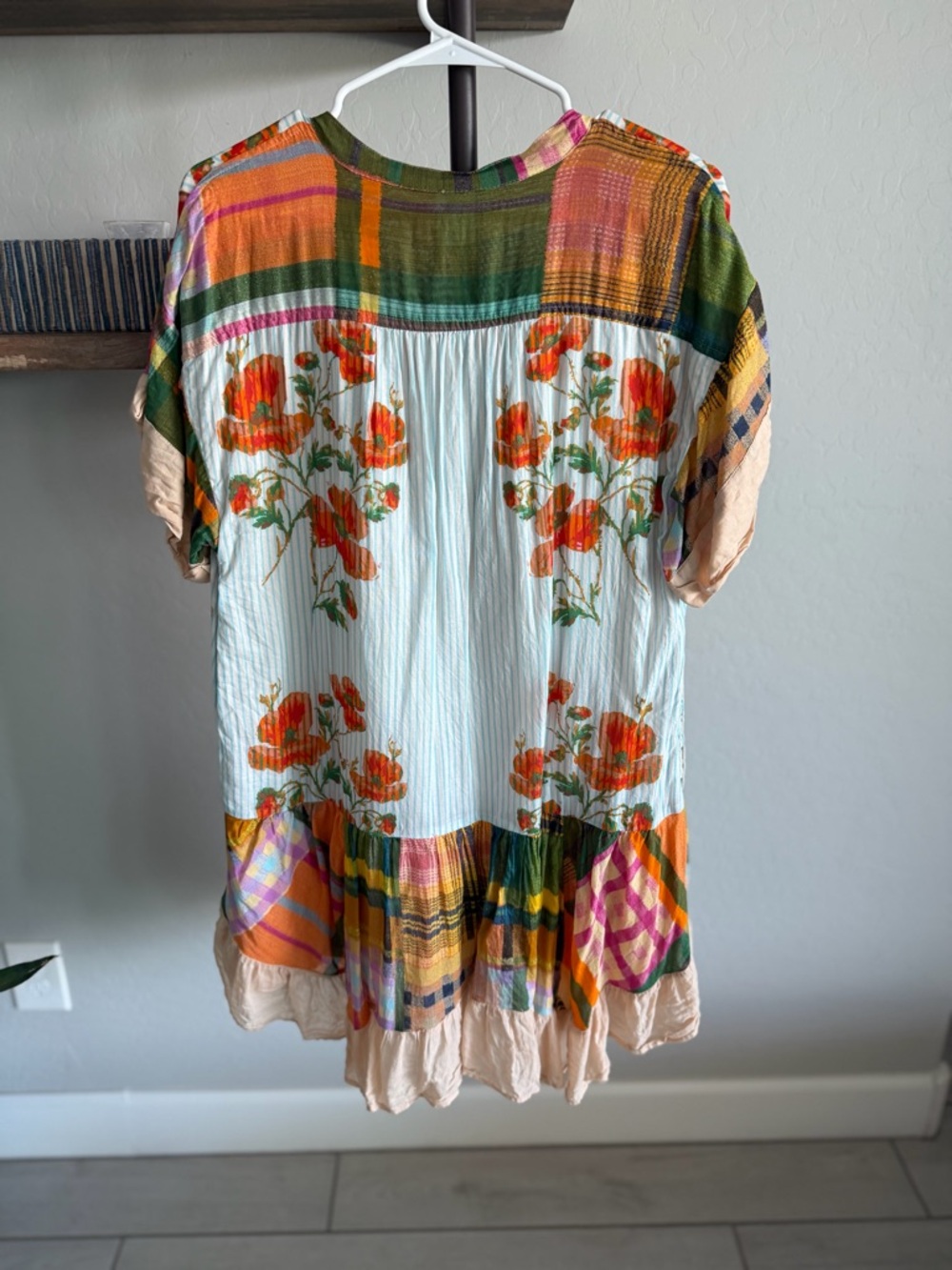 Free People Playful Patchwork Plaid V-Neck Tunic dress - Picture 2 of 3